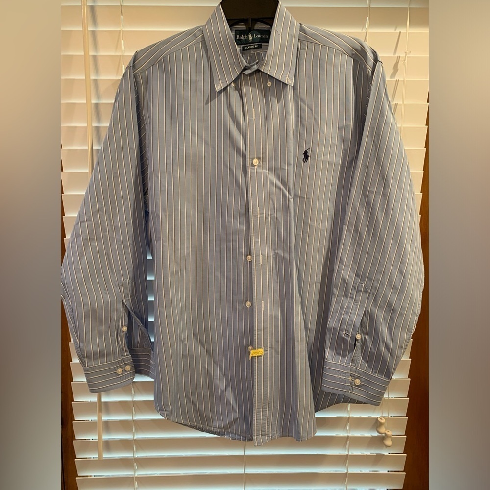 Ralph Lauren Classic Fit Cotton Blue Striped Button Down 16 32/33